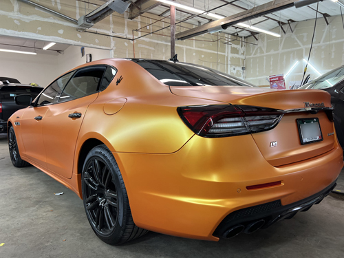 Maserati with golden paint protection film by Luxe Auto Salon in Colorado Springs